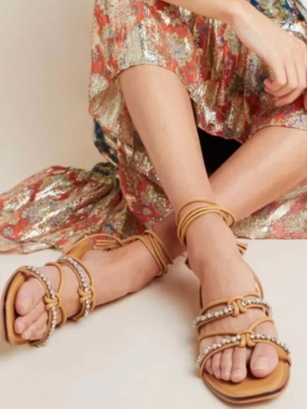 Anthropolgie Strappy Rhinestone Embellished Sandals